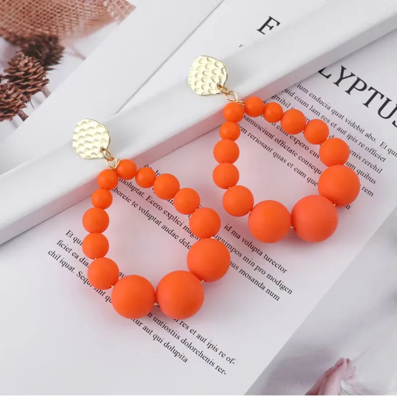 Bohemian Color Bead Hyperbol Earrings