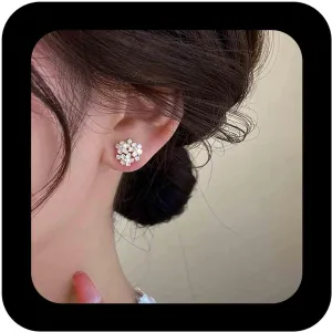 Bohemian Crystal Flower Stud Earrings White Enamel Daisy Flower Earrings Small Rhinestone Floral Petal Earring Minimalist Cz Floral Stud Earring Jewelry for Women