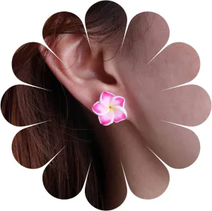 Bohemian Enamel Flower Stud Earrings Acrylic Flower Stud Earrings Small Floral Petal Earrings Minimalist Resin Flower Petal Earrings Jewelry for Women(Green)