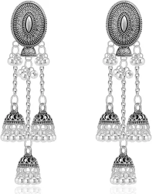Bohemian Vintage Sliver Ball Chandelier Lightweight Dangle Drop Earrings Gorgeous Fringe Ethnic Stud Earrings For Women Jewelry Gifts