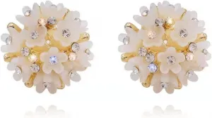 Boho 3D Rose Flower Acrylic Rhinestone Stud Earrings for Women Fashion Birthday Jewelry