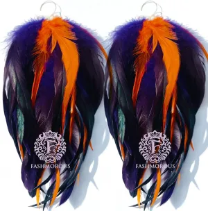 Boho Earrings Long Purple Feather Earrings Halloween Earrings for Women Boho Earrings for Women Dangling