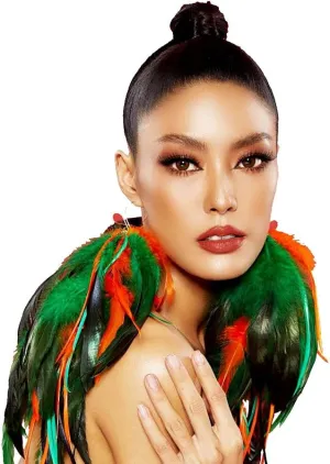 Boho Feather Dangling Earrings for Women - Green