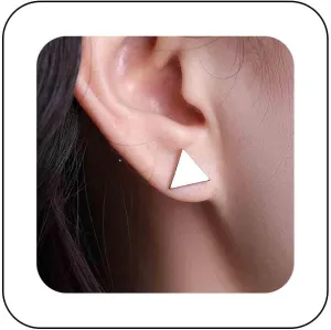 Boho Geometric Stud Earrings Hollow Triangle Square Earrings Minimalist Gold Silver Earrings Tiny Triangle Stud Earrings Simple Earrings Stacking Earrings Jewelry (Gold Open Triangle)