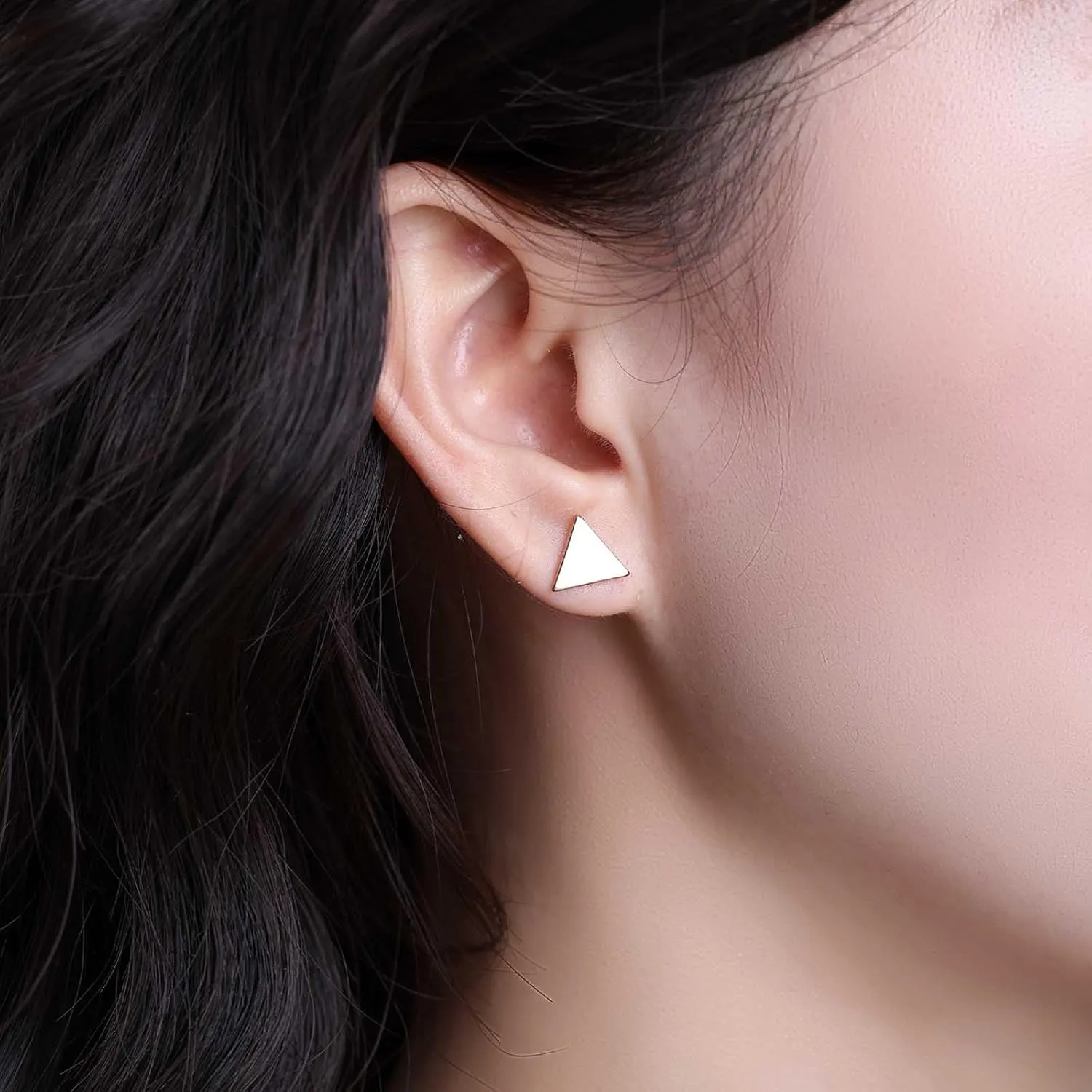 Boho Geometric Stud Earrings Hollow Triangle Square Earrings Minimalist Gold Silver Earrings Tiny Triangle Stud Earrings Simple Earrings Stacking Earrings Jewelry (Gold Open Triangle)
