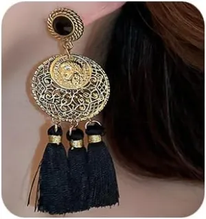 Boho Vintage Ethnic Earrings Bohemian Rhinestone Long Fringe Dangle Drop Earrings Tassel Rhinestone Thread Chandelier Earrings for Party Wedding