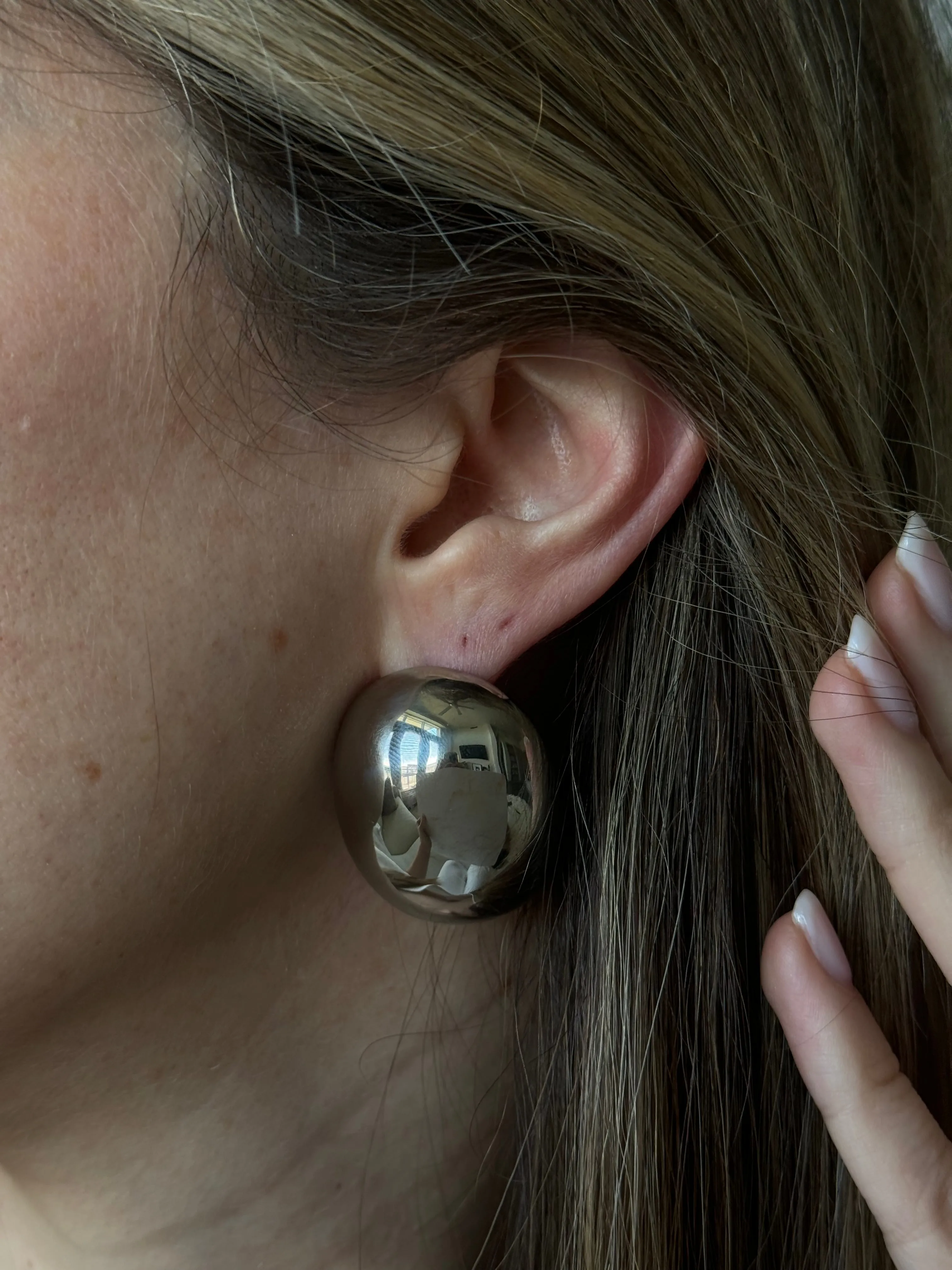 Bold Oval Large Silver Studs