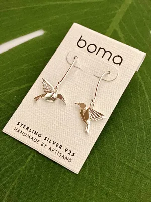 Boma Sterling Silver Earrings - Origami Hummingbirds