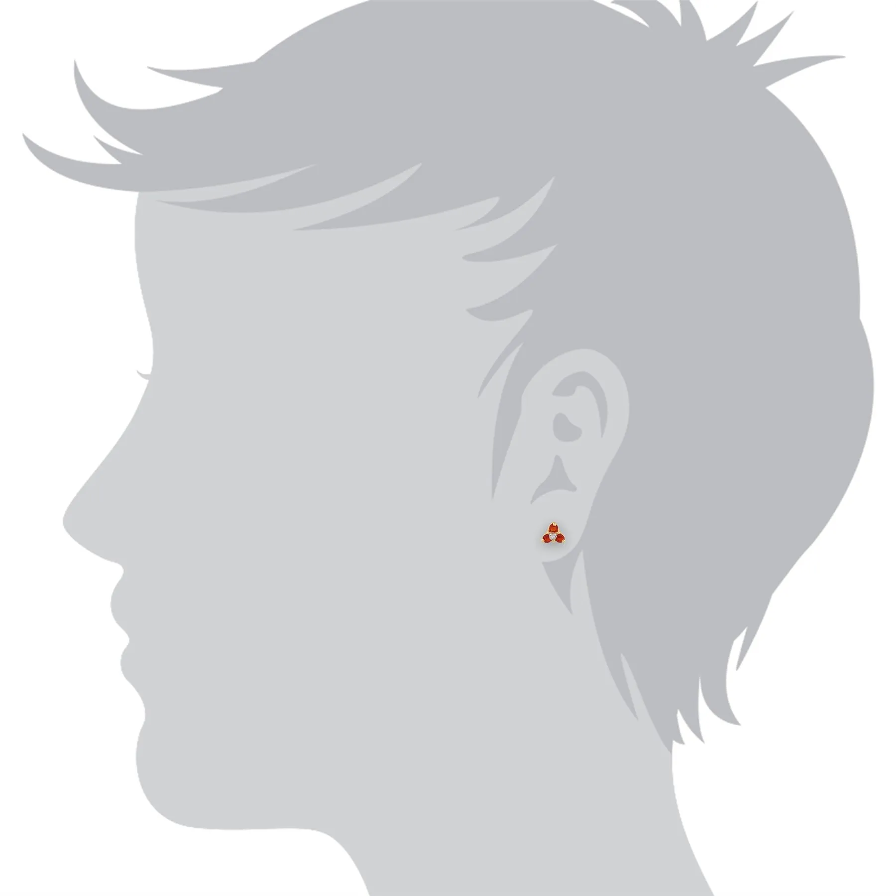 Boucles d'Oreilles Clou Classique Or Jaune 375 Opale de Feu Ronde et Diamant