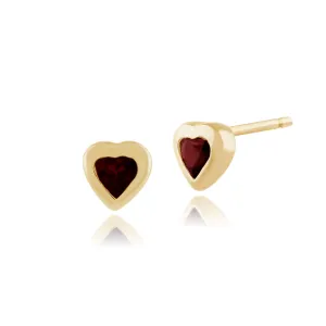Boucles d'Oreilles Clou Classique Or Jaune 375 Rubis Coeur