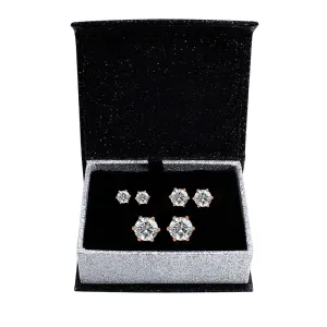 Boxed 3 Pairs Stud Earrings Set Embellished with SWAROVSKI crystals in Rose Gold