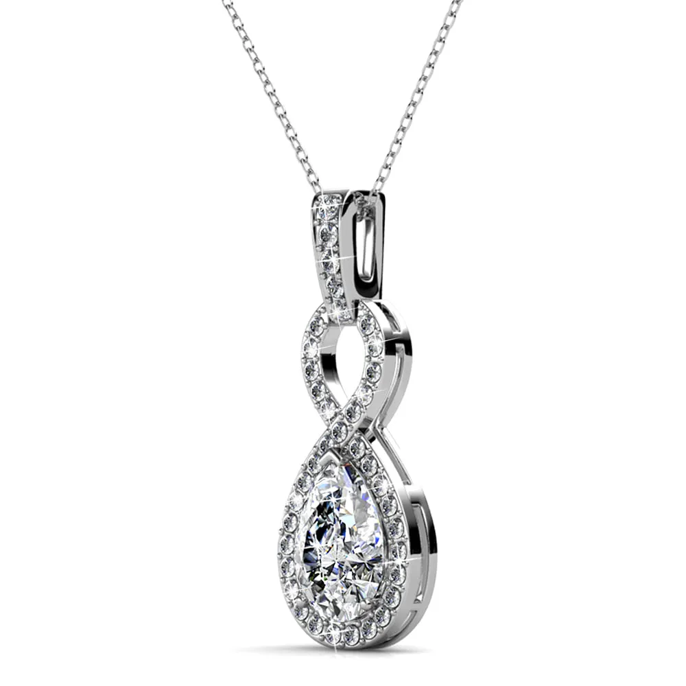 Boxed Eternal Twist Drop Jewellery Set with SWAROVSKI Crystal in White Gold
