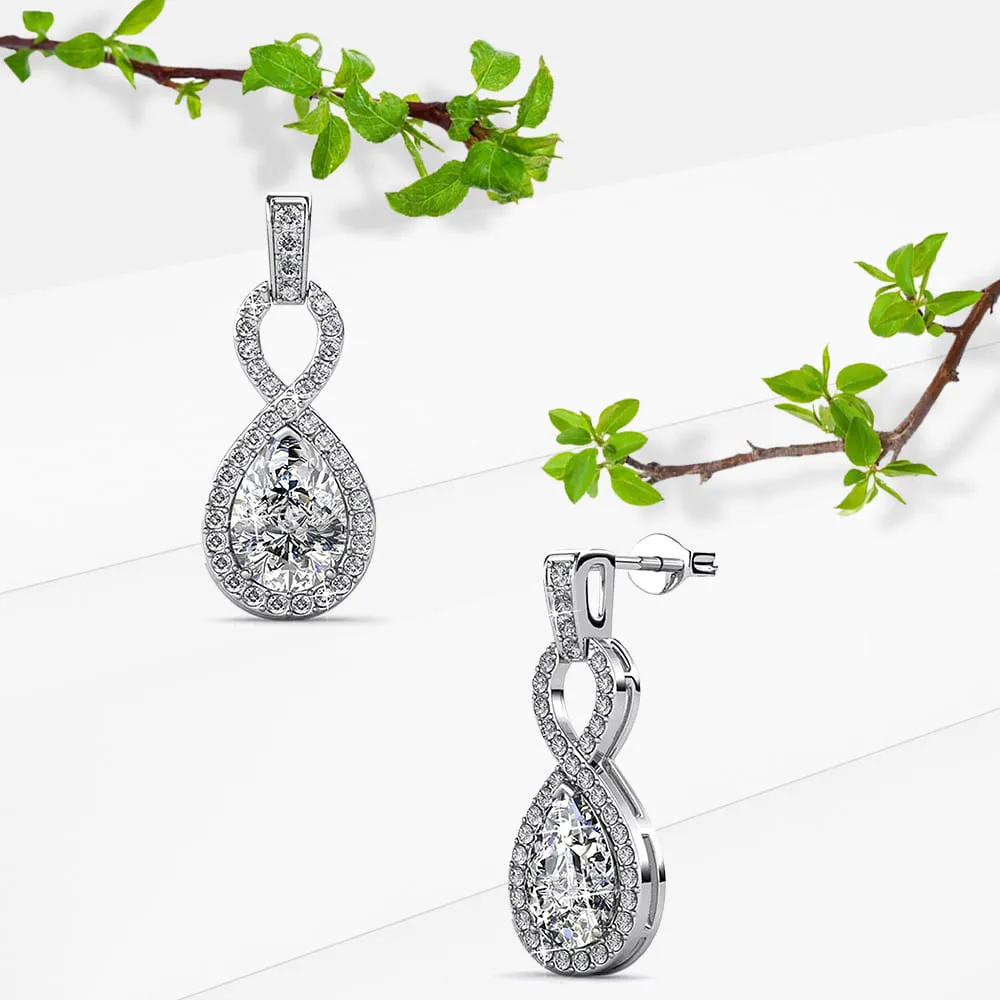 Boxed Eternal Twist Drop Jewellery Set with SWAROVSKI Crystal in White Gold
