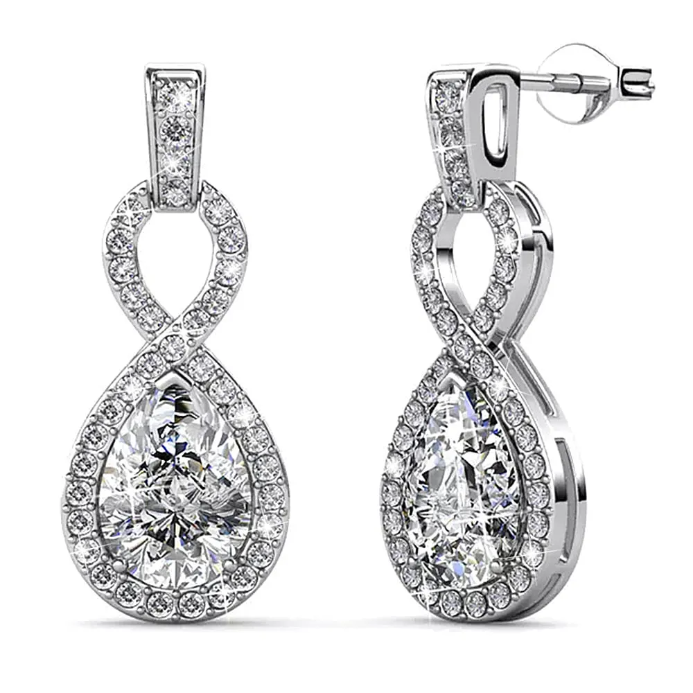 Boxed Eternal Twist Drop Jewellery Set with SWAROVSKI Crystal in White Gold