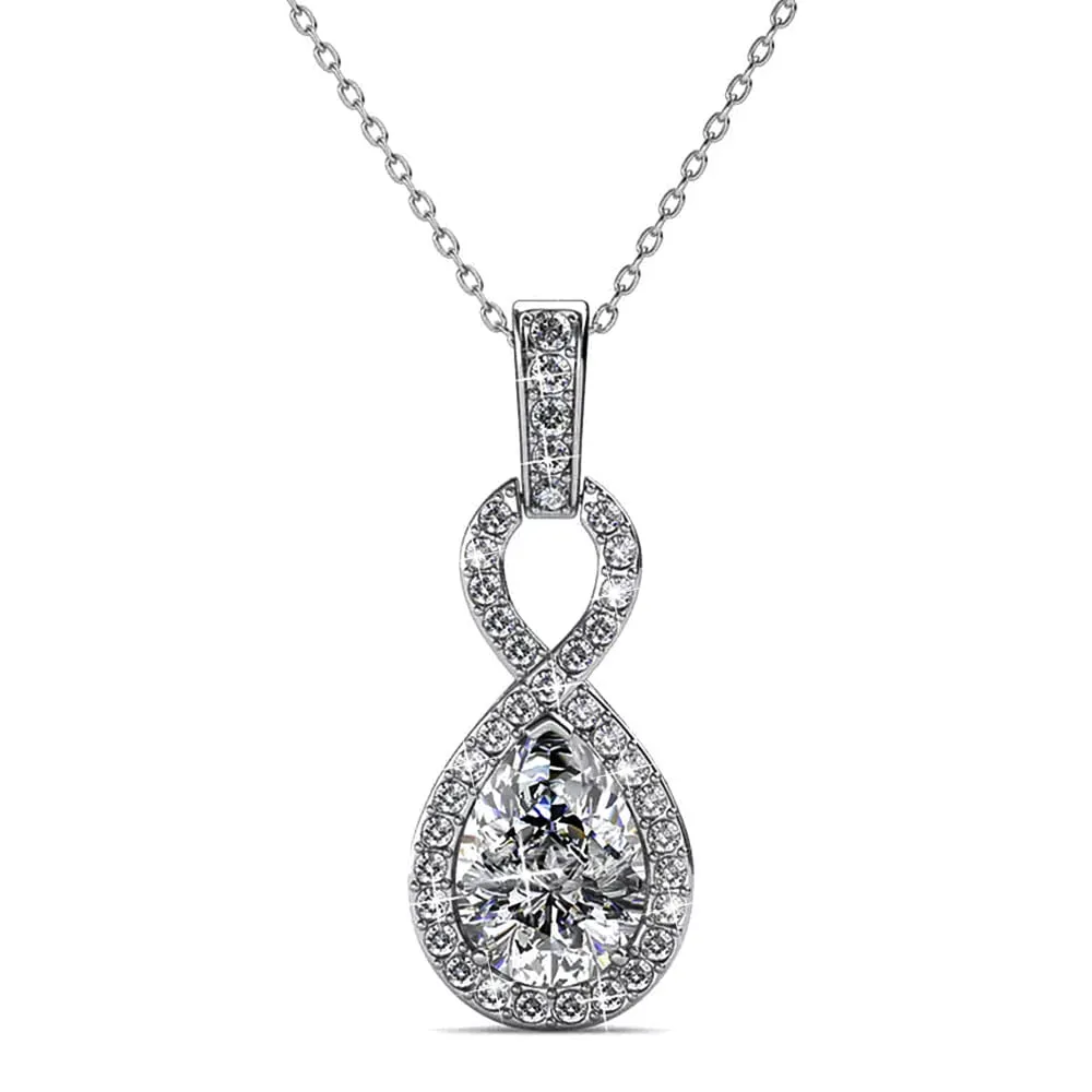 Boxed Eternal Twist Drop Jewellery Set with SWAROVSKI Crystal in White Gold