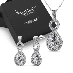 Boxed Eternal Twist Drop Jewellery Set with SWAROVSKI Crystal in White Gold