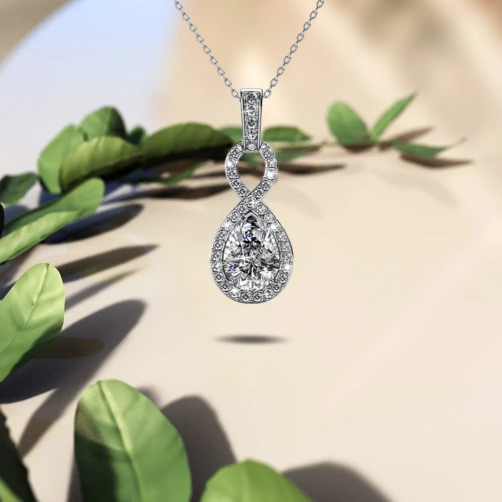 Boxed Eternal Twist Drop Jewellery Set with SWAROVSKI Crystal in White Gold
