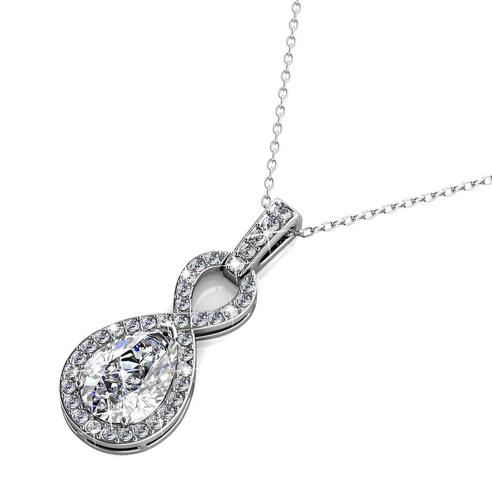 Boxed Eternal Twist Drop Jewellery Set with SWAROVSKI Crystal in White Gold