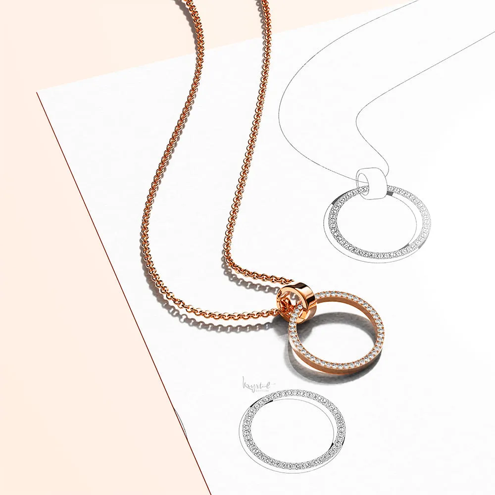 Boxed Orbit Earrings, Bracelet & Necklace Set with Swarovski Crystal in Rose Gold