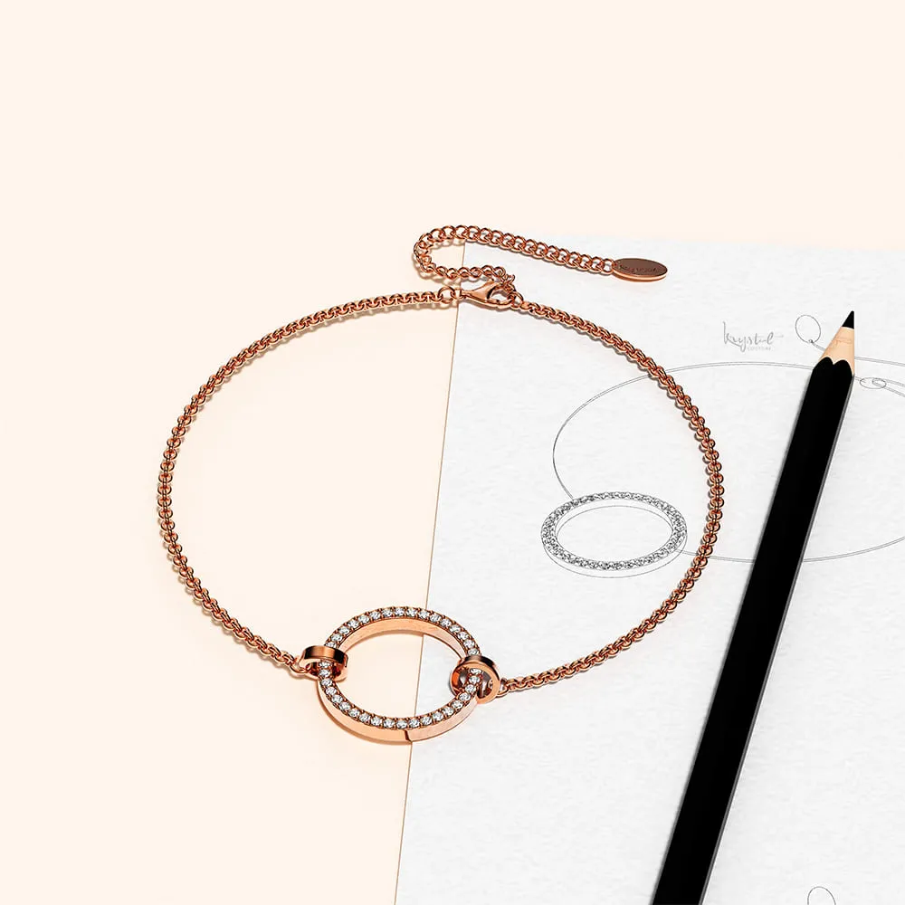 Boxed Orbit Earrings, Bracelet & Necklace Set with Swarovski Crystal in Rose Gold