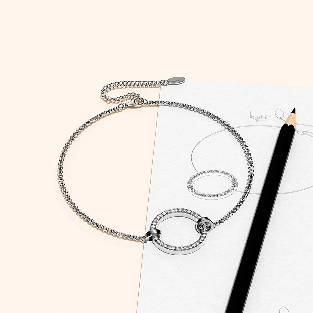 Boxed Orbit Earrings, Bracelet & Necklace Set with Swarovski Crystal in White Gold