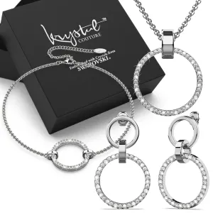 Boxed Orbit Earrings, Bracelet & Necklace Set with Swarovski Crystal in White Gold