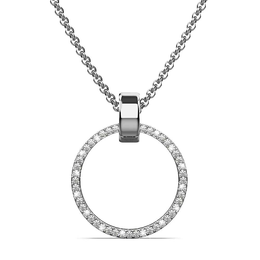 Boxed Orbit Earrings, Bracelet & Necklace Set with Swarovski Crystal in White Gold