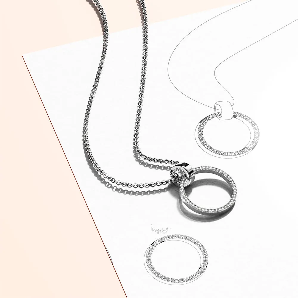 Boxed Orbit Earrings, Bracelet & Necklace Set with Swarovski Crystal in White Gold