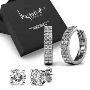 Boxed Set Of 2 Earrings Embellished with SWAROVSKI Crystals