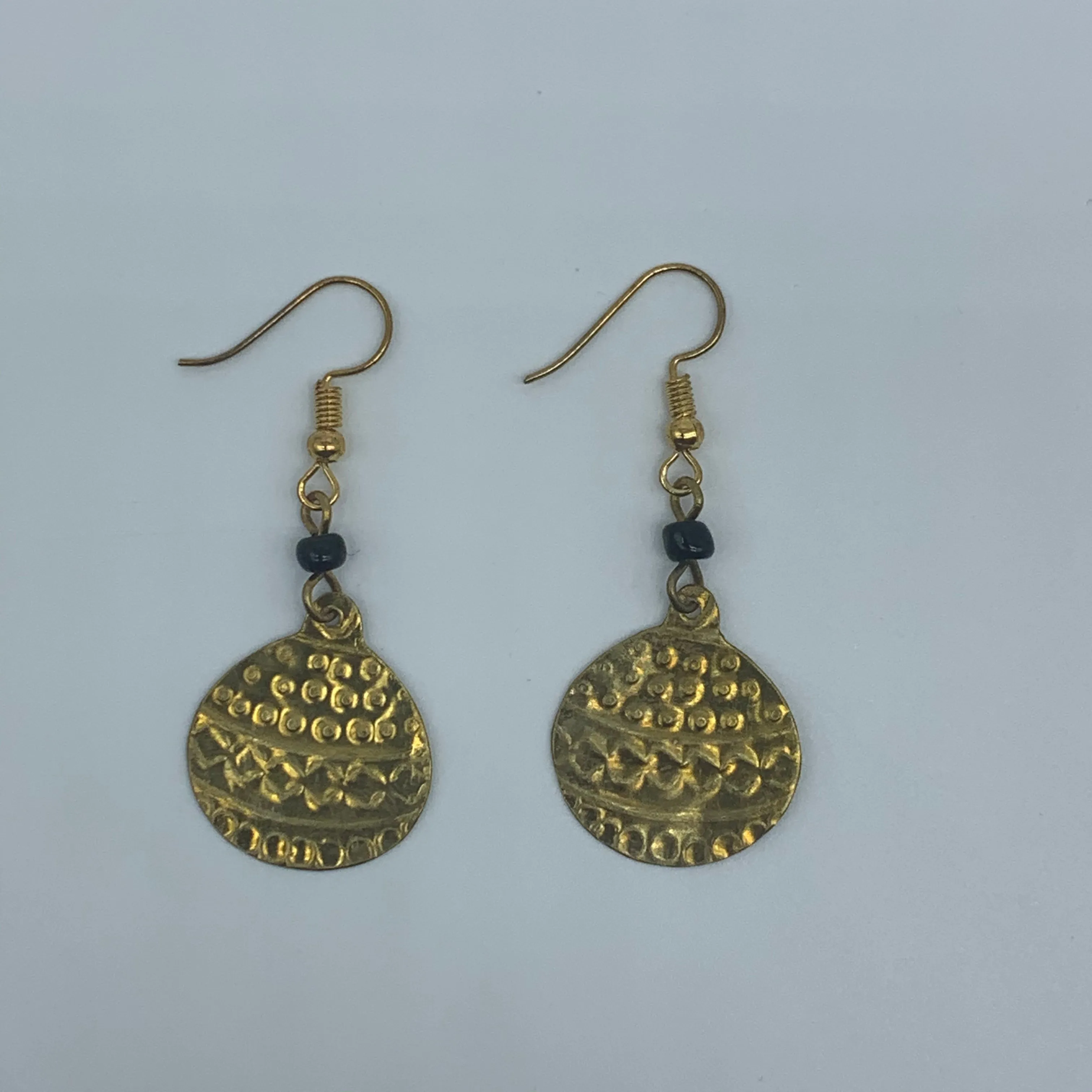 Brass Earrings-Engraved Ball
