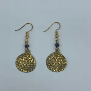 Brass Earrings-Engraved Ball