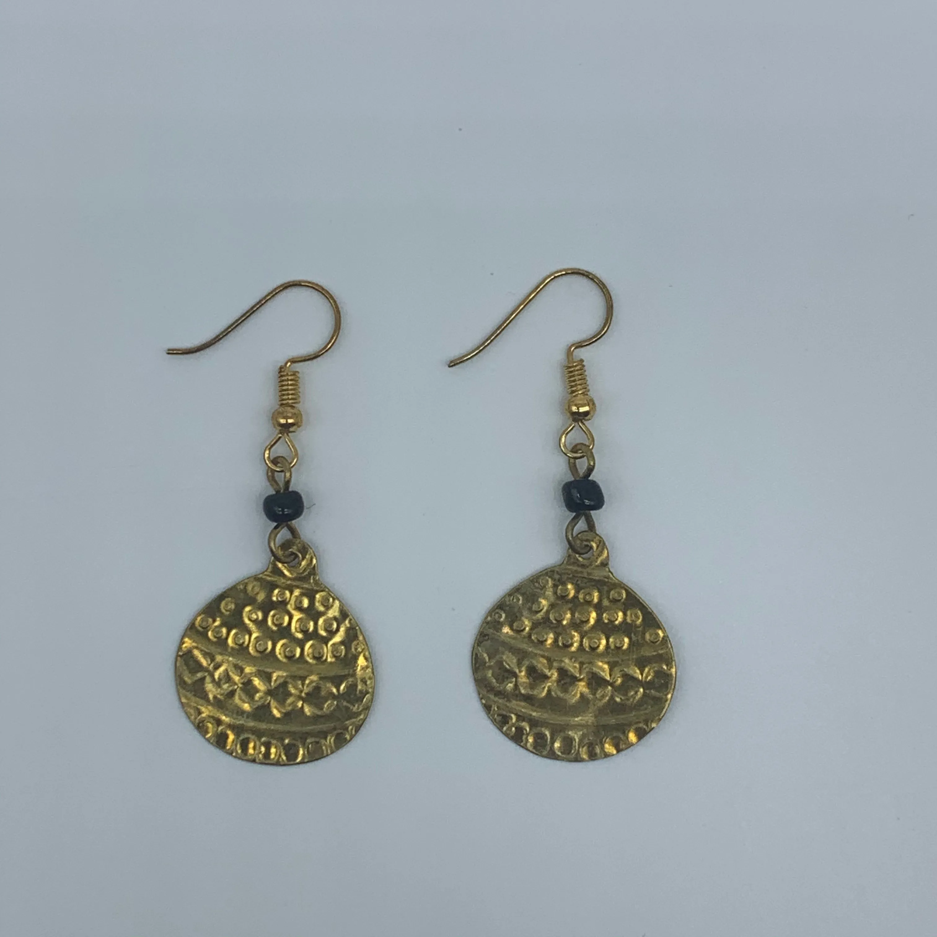 Brass Earrings-Engraved Ball