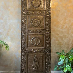Brass Fitted Carved Panel