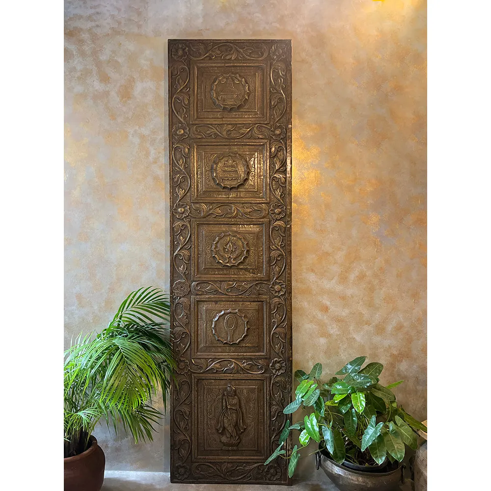 Brass Fitted Carved Panel