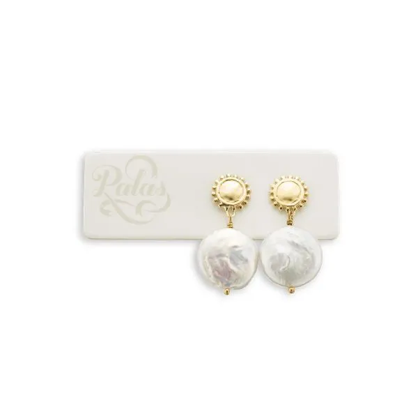 Brass Silver Pearl Golden sun and moon pearl earrings