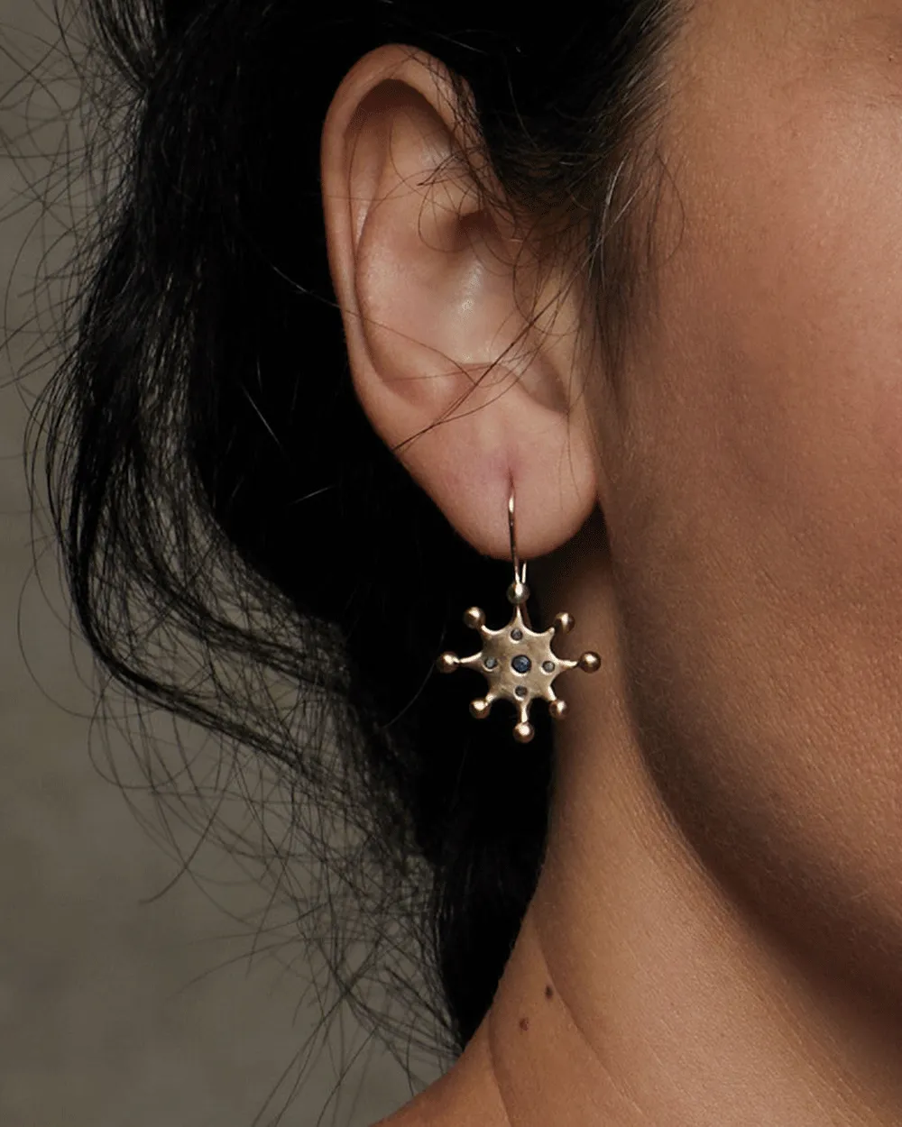 Bronze Sapphire Star Earrings