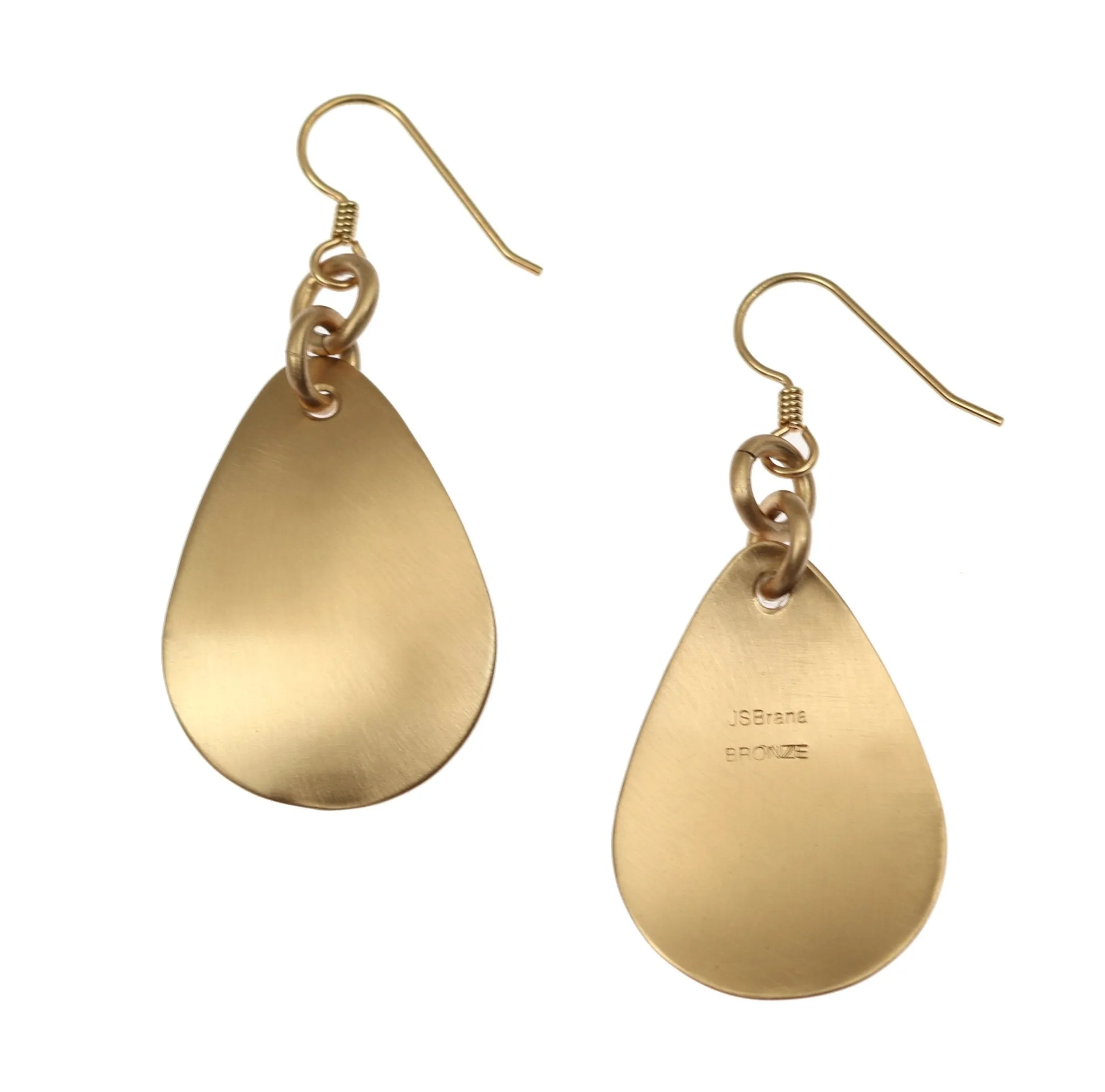 Brushed Bronze Medium Teardrop Earrings