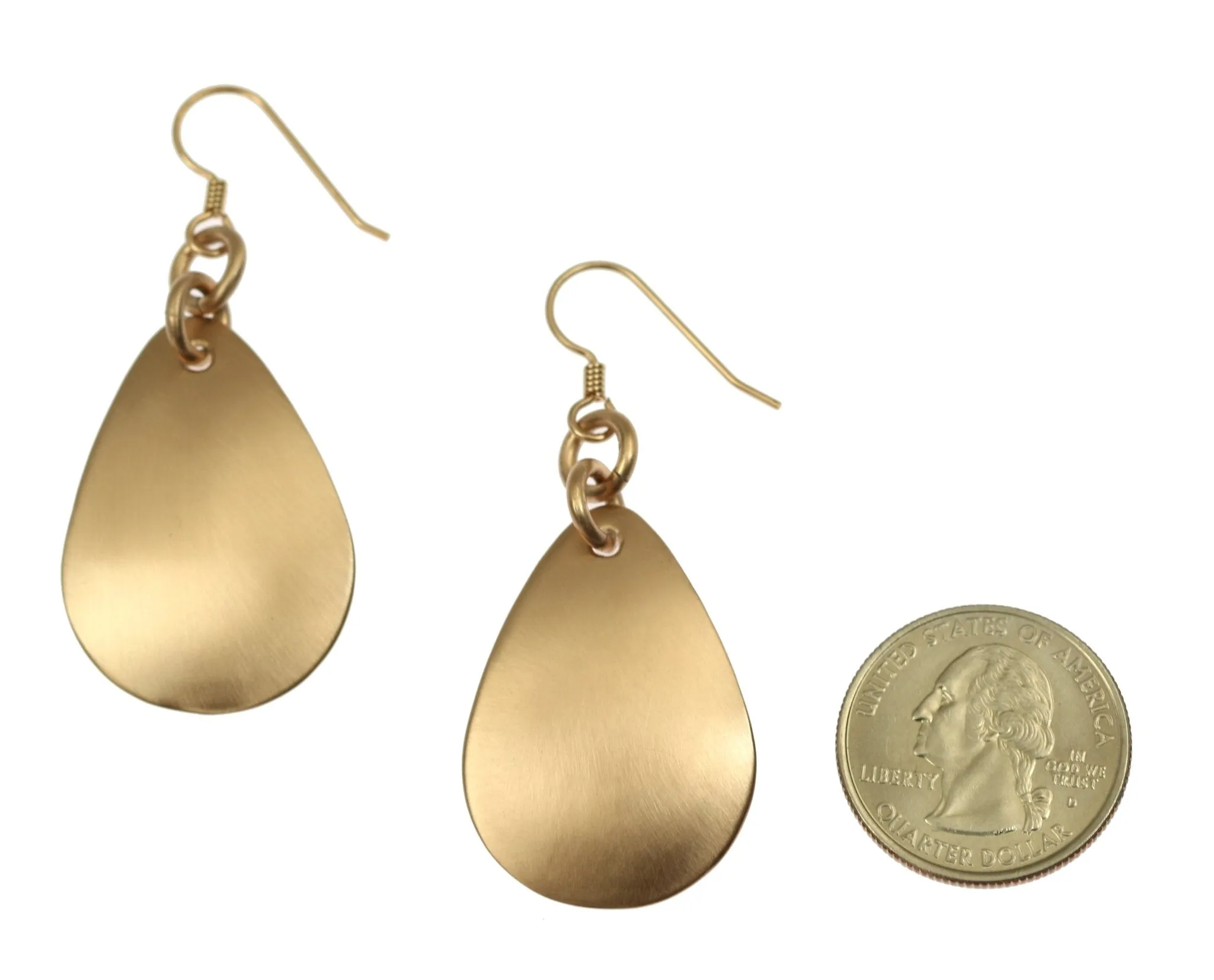 Brushed Bronze Medium Teardrop Earrings