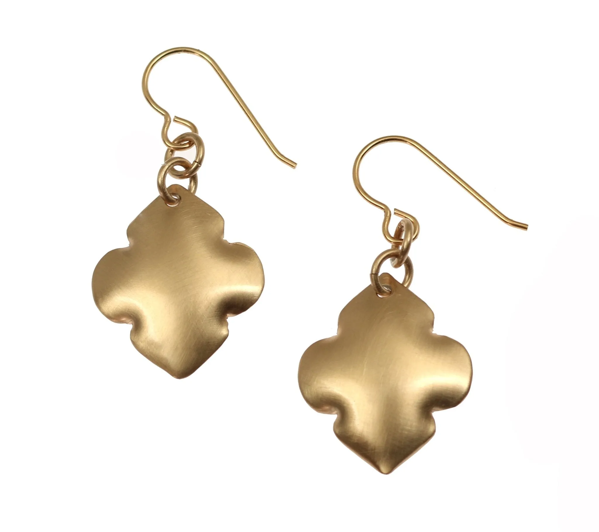 Brushed Bronze Quatrefoil Drop Earrings