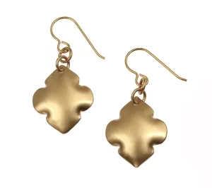 Brushed Bronze Quatrefoil Drop Earrings
