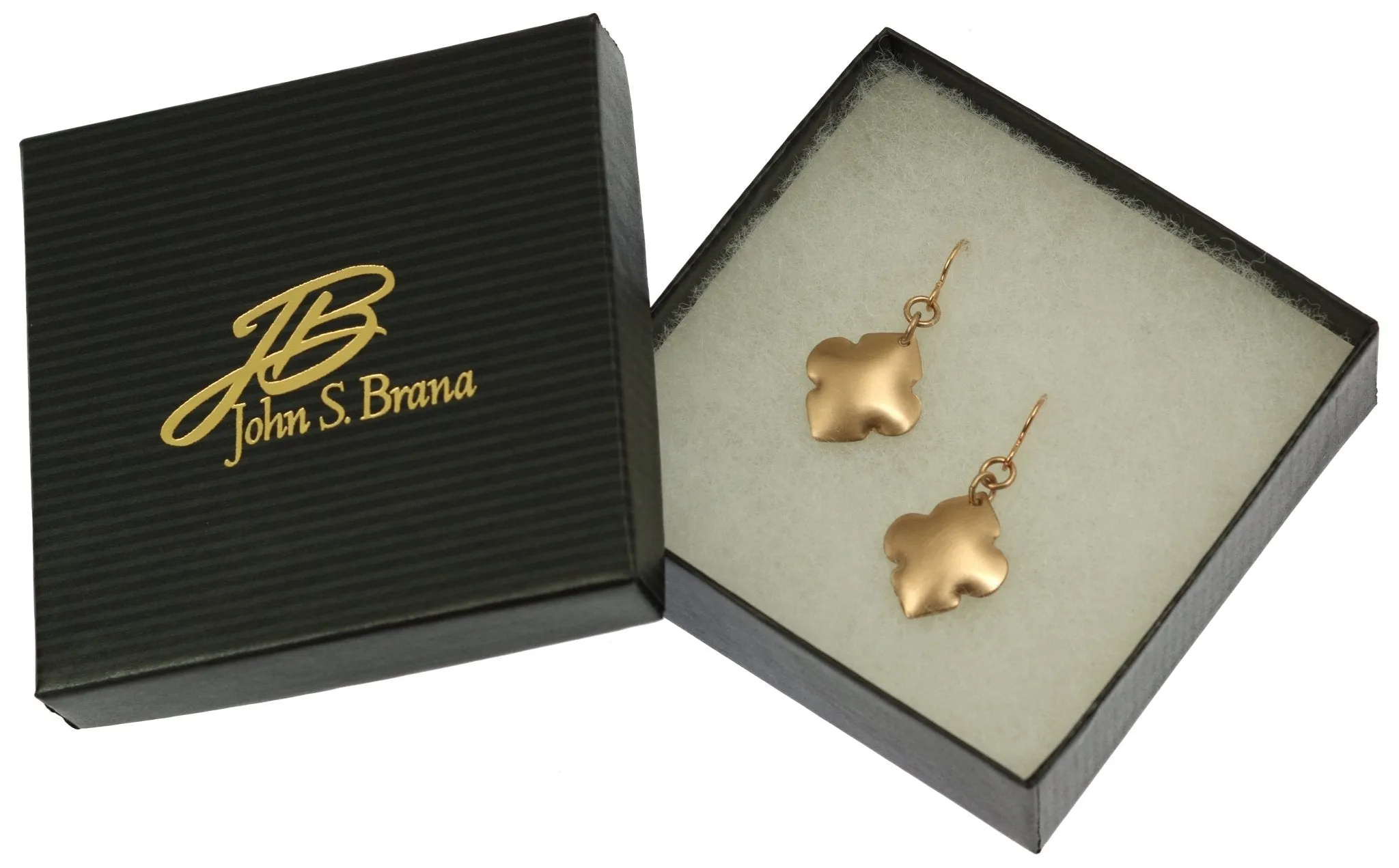 Brushed Bronze Quatrefoil Drop Earrings