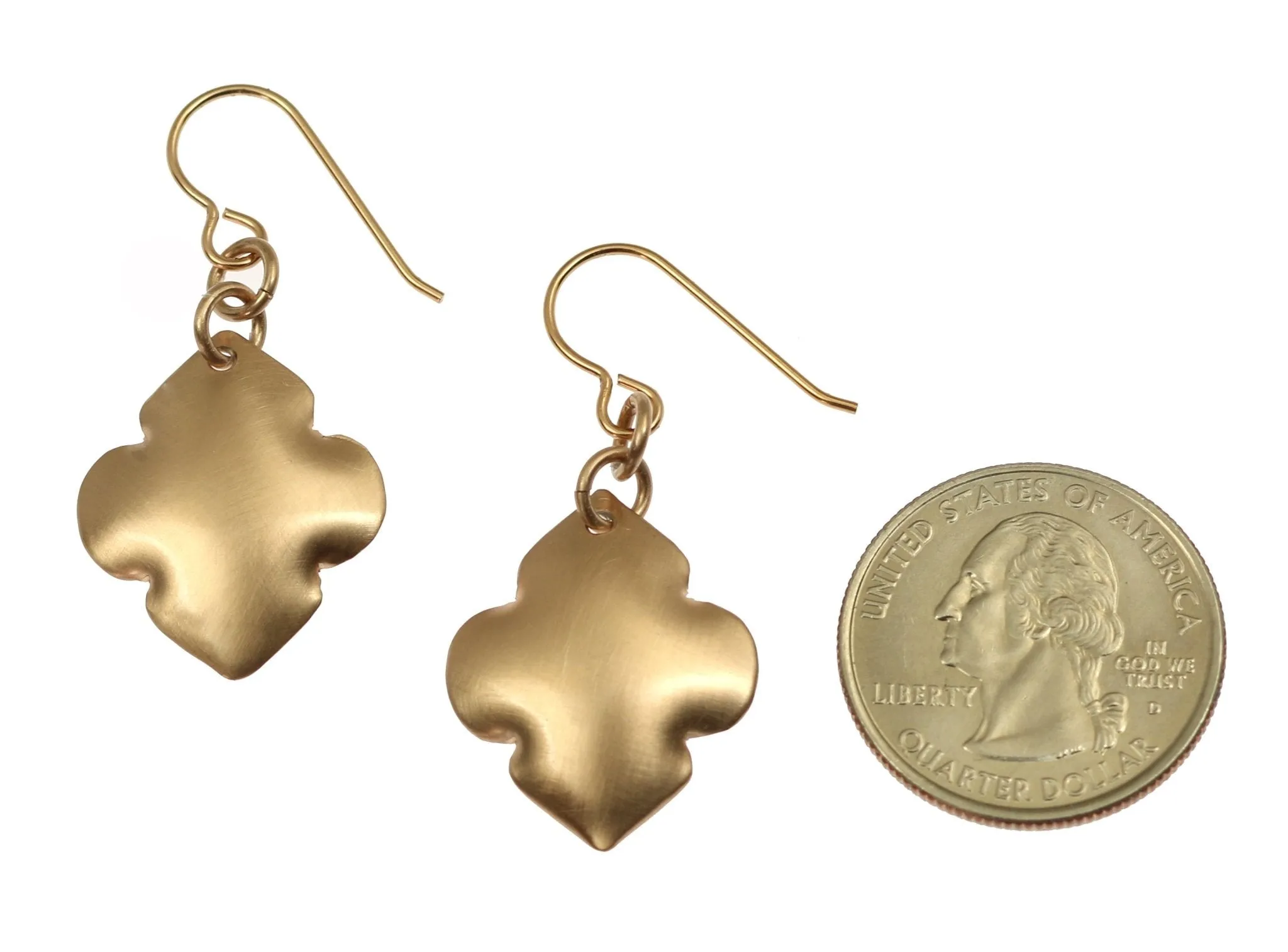 Brushed Bronze Quatrefoil Drop Earrings