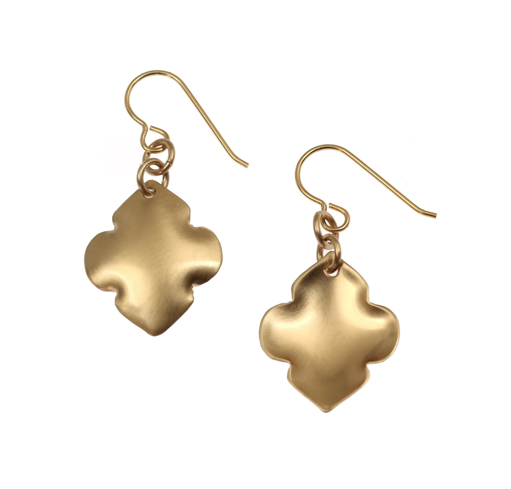 Brushed Bronze Quatrefoil Drop Earrings