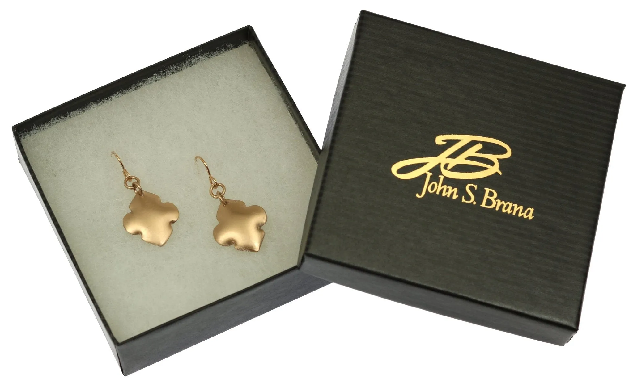 Brushed Bronze Quatrefoil Drop Earrings