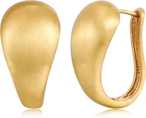 Brushed Huggie Hoop Earrings for Women Minimalist Matte Oval Earrings Gold Plated Chunky Hoop Earrings with English Lock