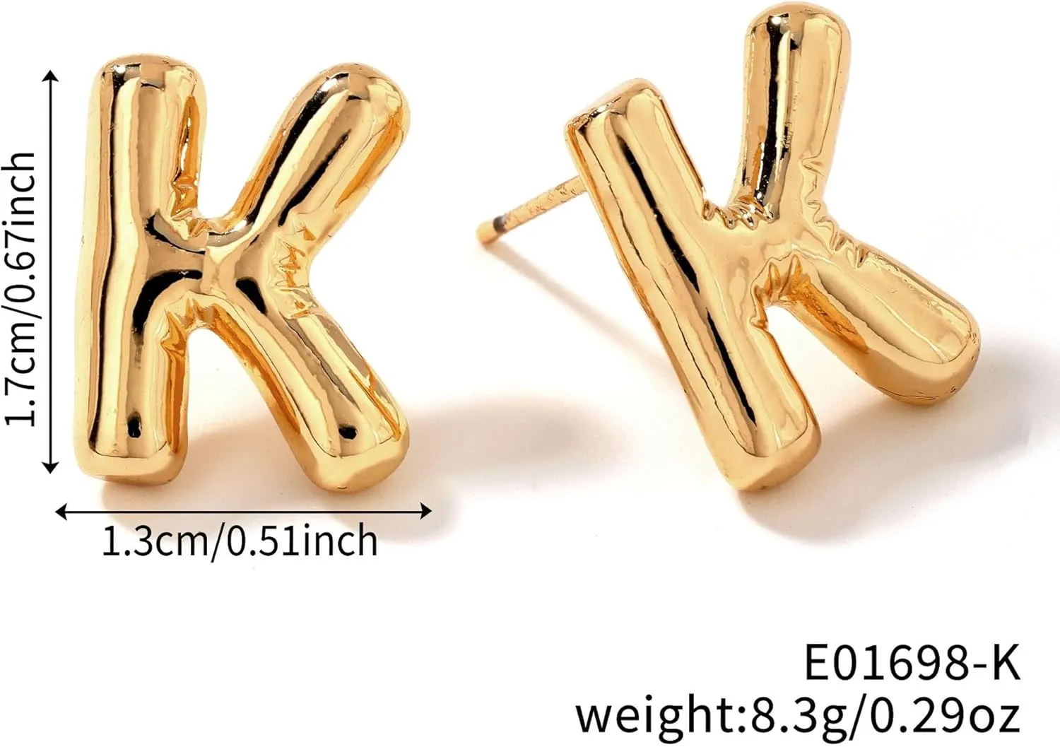 Bubble Letter Earring For Women,14k Gold Plated Dainty Balloon Initial Earrings Charm Puffy Name Personalized A-Z Alphabet Gift Jewelry