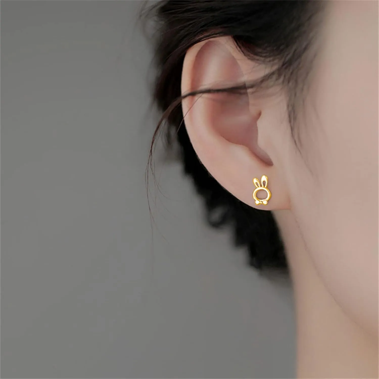Bunny Carrot Stud Earrings for Girls Kids Minimalist Tiny Cute Gold Silver Asymmetrical Easter Animal Rabbit Hypoallergenic Post Earrings Easter Lover Jewelry Gifts (Gold)