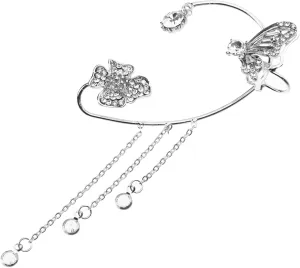 Butterfly Ear Cuff Sparkling No Piercing Tassel Earring for Women Chic Design for Parties and Festivals Hanging Ear Clip Jewelry
