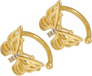 Butterfly Earrings for Women Clip on Cuff Earrings Rhinestones Dainty Ear Clips