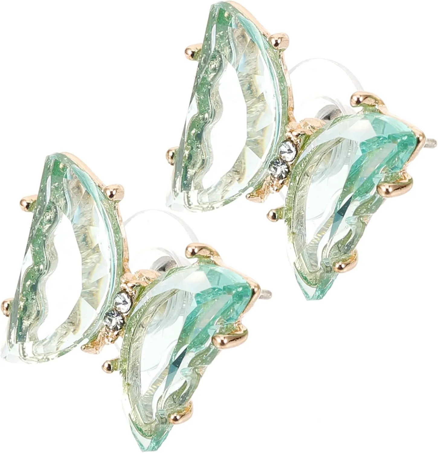Butterfly Shape Earring Studs Green Cubic Zirconia Fashion Minimalist Pair for Women